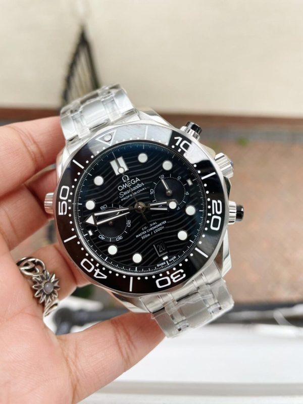 Replica Omega Seamaster 300M Chrono SS OMF 1:1 Best Edition Black Dial on SS Bracelet A9900