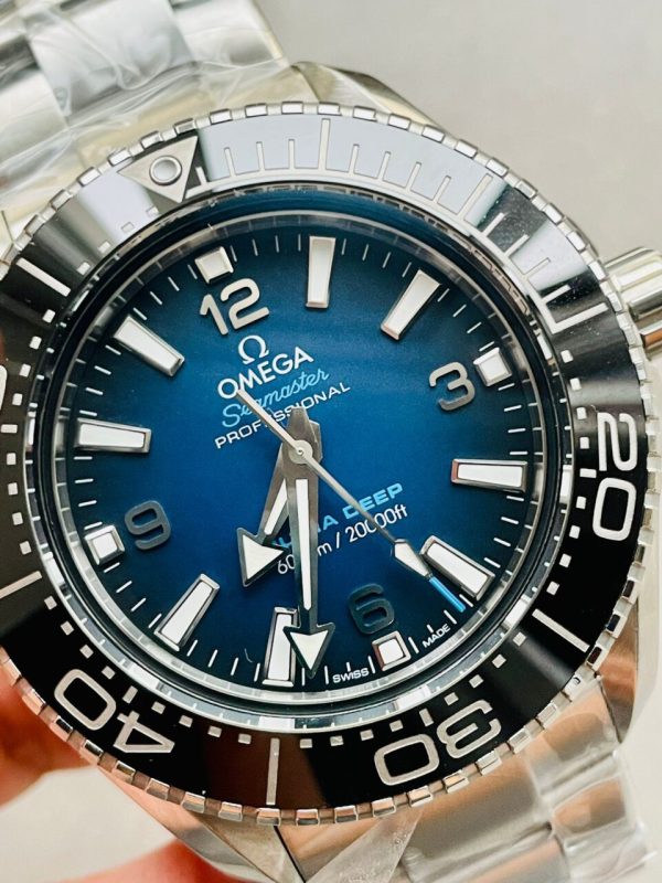 Replica Omega Seamaster 6000M Ultra Deep SS SBF VF 1:1 Best Edition Deep Blue Dial on SS Bracelet A8912 SCG - Image 5