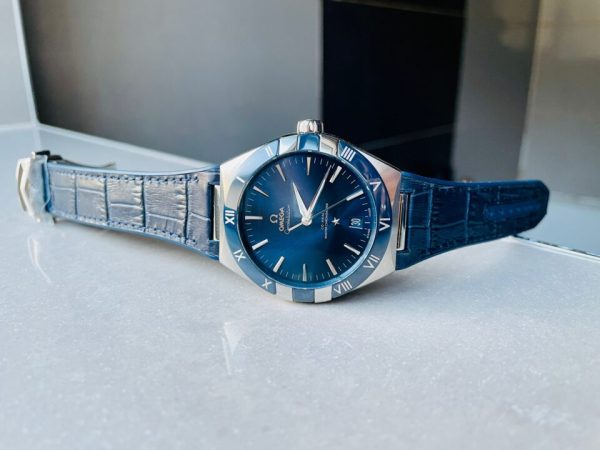 Replica Omega Constellation Blue Ceramic SS 8F 1:1 Best Edition Blue Dial on Blue Gummy Strap A8900 - Image 2
