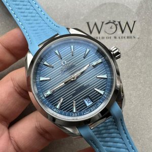 Replica Omega Aqua Terra 41mm VSF 1:1 Best Edition Summer Blue Dial on Blue Rubber Strap A8900