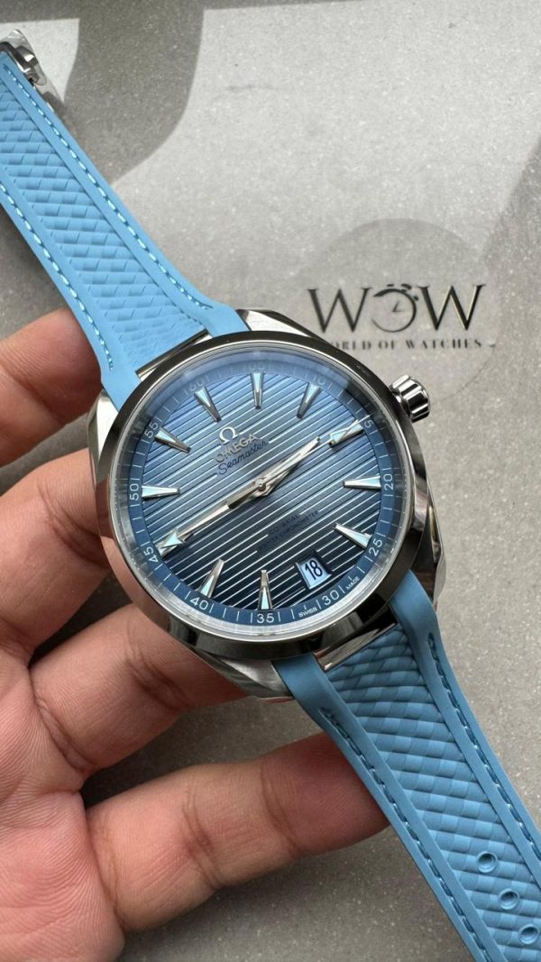 Replica Omega Aqua Terra 41mm VSF 1:1 Best Edition Summer Blue Dial on Blue Rubber Strap A8900