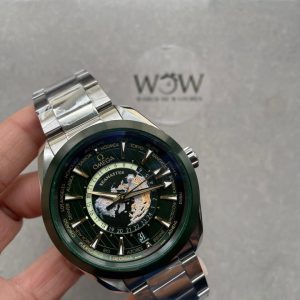 Replica Omega Seamaster Aqua Terra Worldtimer VSF 1:1 Best Edition Green Dial on SS Bracelet A8938