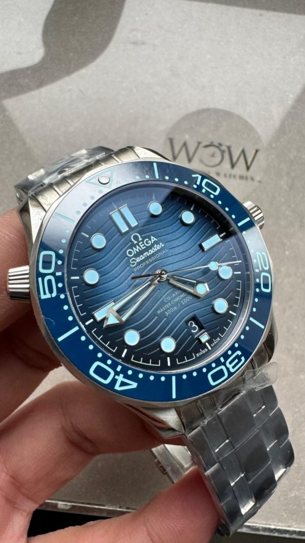 Replica Omega Seamaster 300 VSF 1:1 Best Edition Summer Blue Dial on SS Bracelet A8800 - Image 5