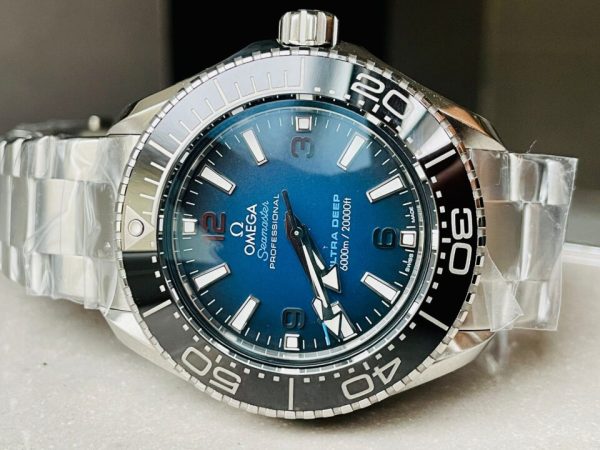 Replica Omega Seamaster 6000M Ultra Deep SS SBF VF 1:1 Best Edition Deep Blue Dial on SS Bracelet A8912 SCG - Image 2