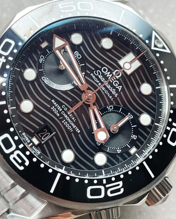 Replica Omega Seamaster 300M Chrono SS OMF 1:1 Best Edition Black Dial on SS Bracelet A9900 - Image 6