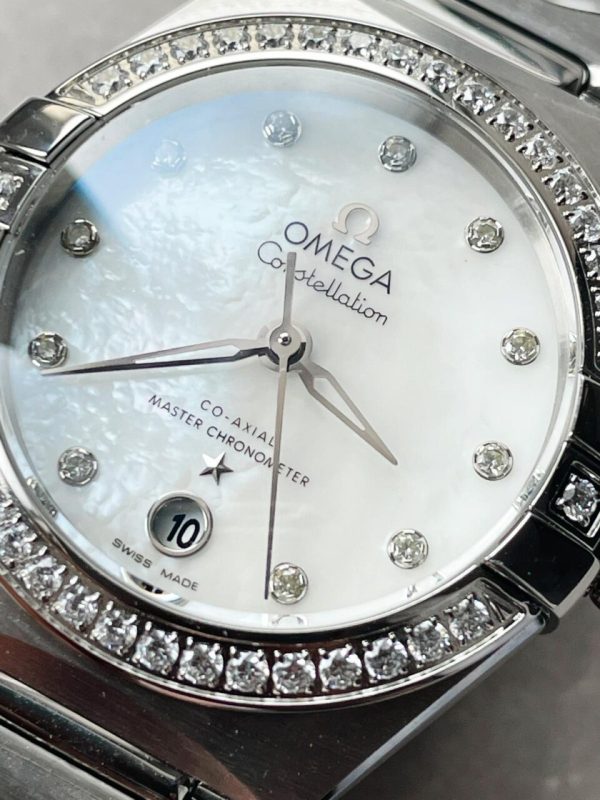 Replica Omega Constellation Co?Axial Master 29 mm Silver dial White dial on Diamond bezel - Image 3