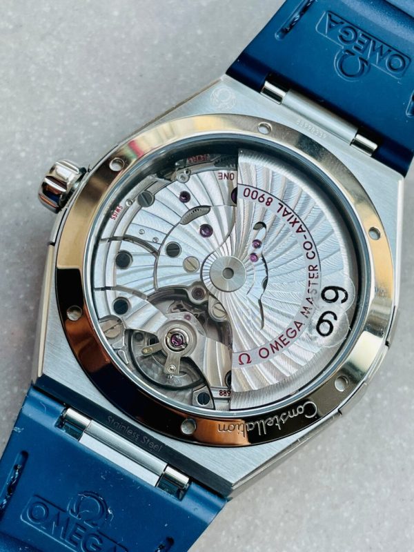Replica Omega Constellation Blue Ceramic SS 8F 1:1 Best Edition Blue Dial on Blue Gummy Strap A8900 - Image 9