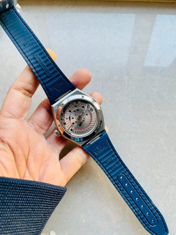 Replica Omega Constellation Blue Ceramic SS 8F 1:1 Best Edition Blue Dial on Blue Gummy Strap A8900 - Image 13