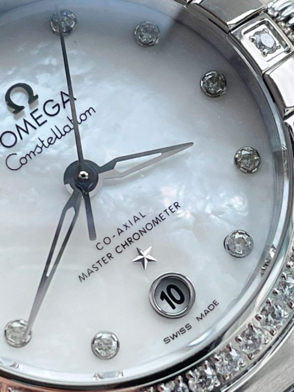 Replica Omega Constellation Co?Axial Master 29 mm Silver dial White dial on Diamond bezel - Image 6