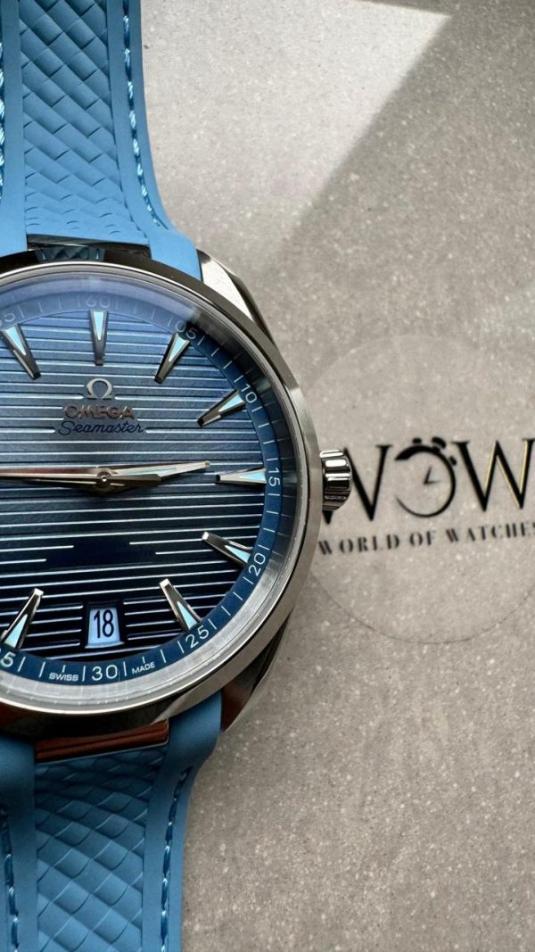 Replica Omega Aqua Terra 41mm VSF 1:1 Best Edition Summer Blue Dial on Blue Rubber Strap A8900 - Image 6