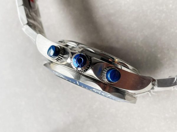 Replica Omega Seamaster 300M Chrono SS OMF 1:1 Best Edition Blue Dial on SS Bracelet A9900 - Image 5