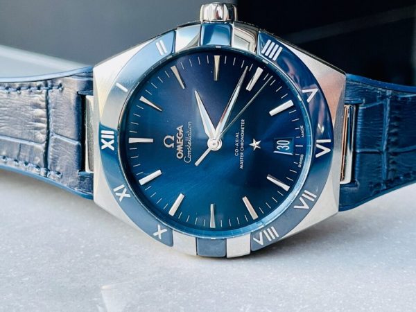 Replica Omega Constellation Blue Ceramic SS 8F 1:1 Best Edition Blue Dial on Blue Gummy Strap A8900 - Image 5