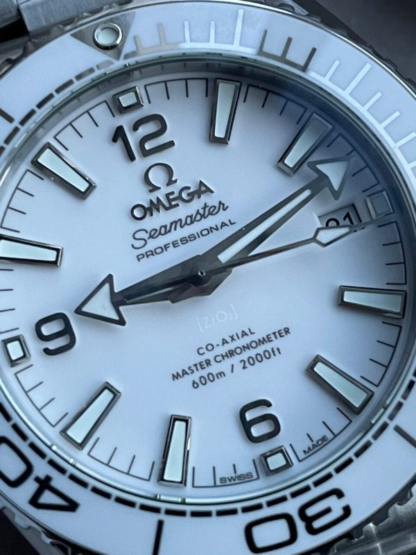 Replica Omega Planet Ocean Sea master 39.5mm White Real Ceramic VSF 1:1 Best Edition on SS strap A8906 - Image 3