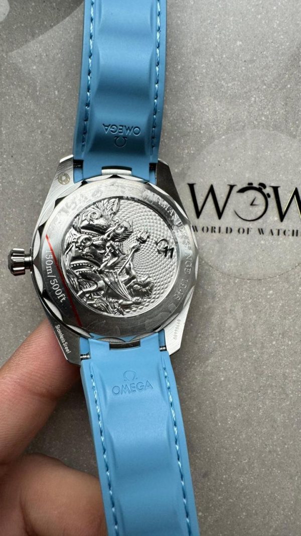 Replica Omega Aqua Terra 41mm VSF 1:1 Best Edition Summer Blue Dial on Blue Rubber Strap A8900 - Image 8