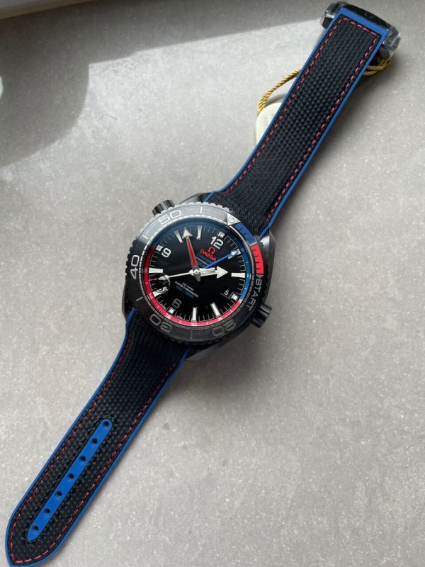 Replica Omega Seamaster Planet Ocean 600M GMT ETNZ Deep Black 45.5mm VSF Ceramic Black Dial Swiss 8906 - Image 7