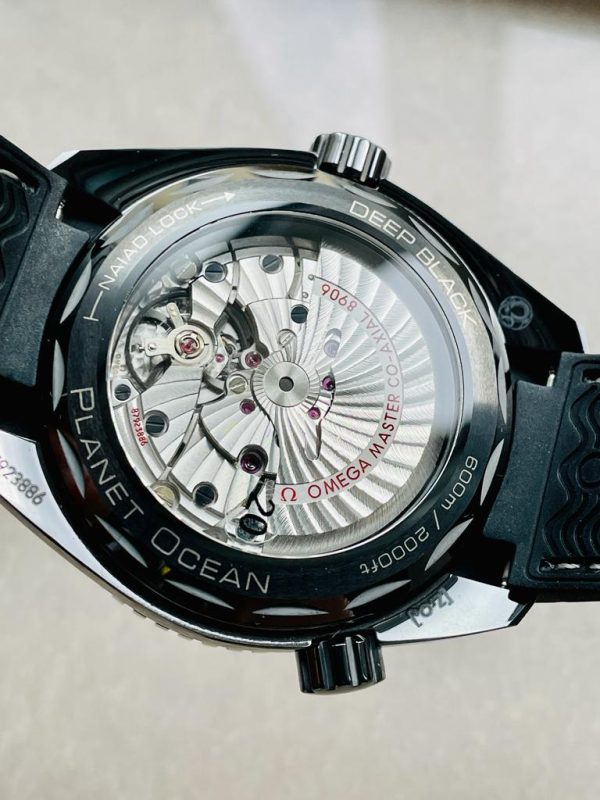 Replica Omega Seamaster Planet Ocean 600M Deep Black In Red GMT 215.92.46.22.01.001 VSF PVD Black Dial Swiss 8906 - Image 15