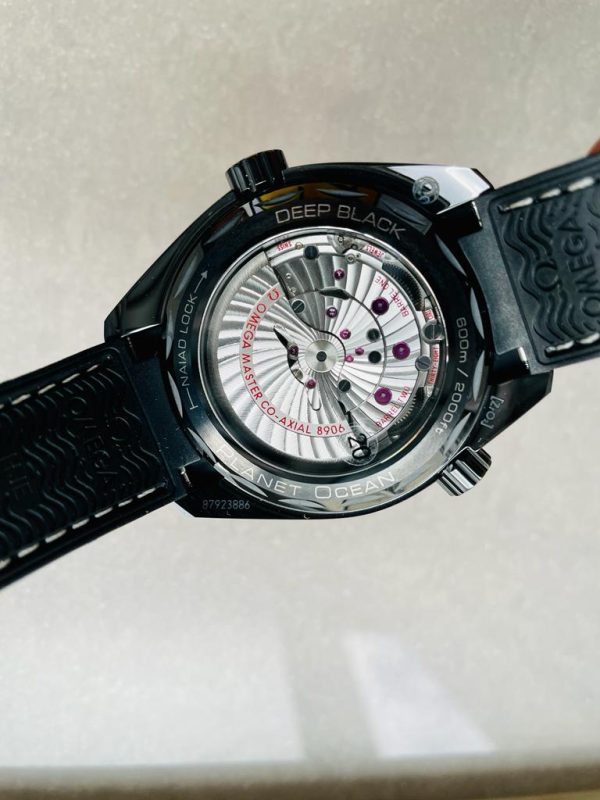 Replica Omega Seamaster Planet Ocean 600M Deep Black In Red GMT 215.92.46.22.01.001 VSF PVD Black Dial Swiss 8906 - Image 14