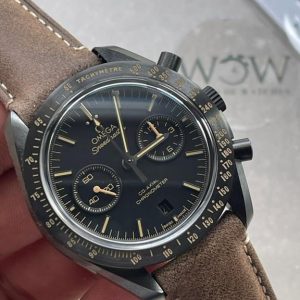 Replica Omega SPEEDMASTER “DARK SIDE OF THE MOON” REAL CERAMIC OMF 1:1 BEST EDITION VINTAGE BLACK ON BROWN LEATHER STRAP A9300 V2