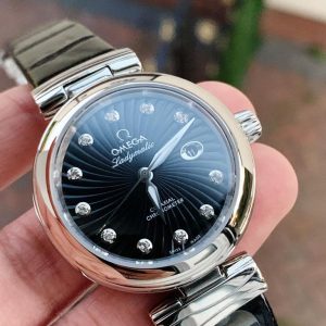 Replica Omega V6F 34mm LADYMATIC SS BLACK LEATHER STRAP A2836