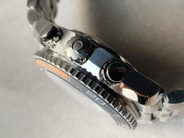 Replica Omega Planet Ocean SeaMaster Chronometer OMF SS Black/Orange Polished Bezel Black Dial on SS Bracelet A9900 (Black Balance Wheel) - Image 5