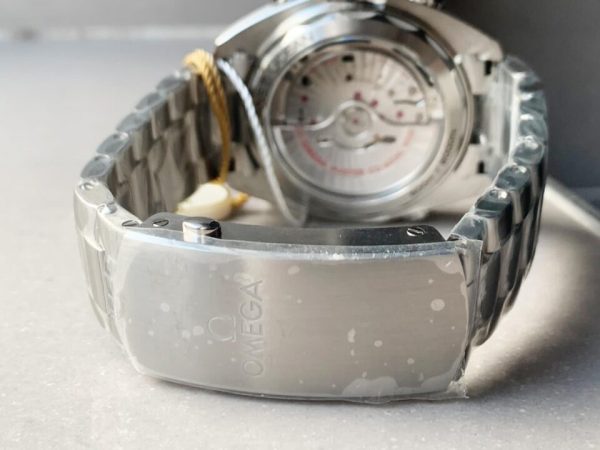 Replica Omega Planet Ocean SeaMaster Chronometer OMF SS Black/Orange Polished Bezel Black Dial on SS Bracelet A9900 (Black Balance Wheel) - Image 6