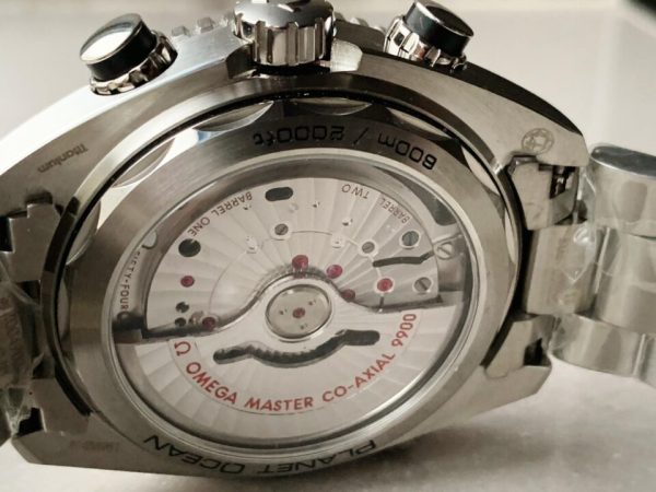 Replica Omega Planet Ocean SEAMASTER Chronometer OMF SS Grey/Orange Polished Bezel Grey Dial on SS Bracelet A9900 (Black Balance Wheel) - Image 11