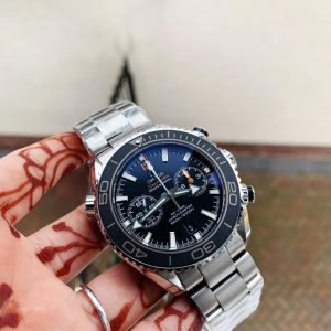 Replica Omega Planet Ocean SEAMASTER Chronometer OMF SS Black Matte Bezel Grey Dial on SS Bracelet A9900 (Black Balance Wheel)