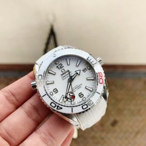 Replica Omega Planet Ocean SEAMASTER 39.5mm Olympic Games SS VSF 1:1 Best Edition White Dial on White Rubber Strap A8800