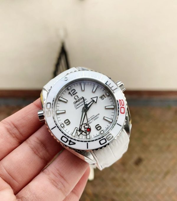 Replica Omega Planet Ocean SEAMASTER 39.5mm Olympic Games SS VSF 1:1 Best Edition White Dial on White Rubber Strap A8800