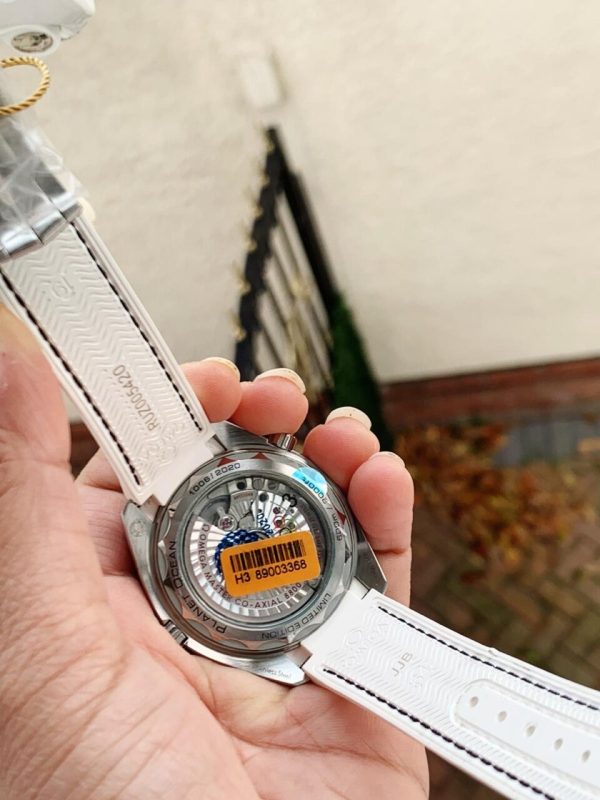 Replica Omega Planet Ocean SEAMASTER 39.5mm Olympic Games SS VSF 1:1 Best Edition White Dial on White Rubber Strap A8800 - Image 7