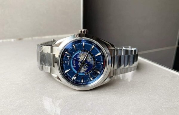 Replica Omega Seamaster Aqua Terra Worldtimer VSF 1:1 Best Edition Blue Dial on SS Bracelet A8938 - Image 4