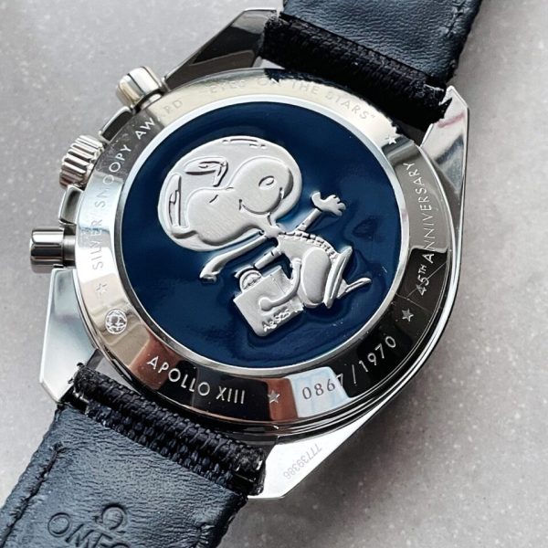 Replica Omega Speedmaster SS Snoopy Sapphire Crystal White Dial on Black Nylon Strap Manual Winding Chrono Movement - Image 6