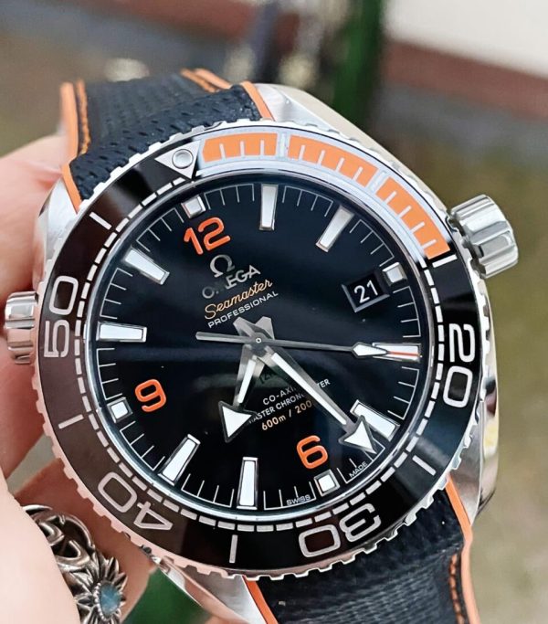 Replica Omega Planet Ocean 43.5mm SS VSF 1:1 Best Edition Black/Orange Bezel Black Dial on Black Nylon Strap A8900 - Image 2