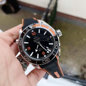 Replica Omega Planet Ocean 43.5mm SS VSF 1:1 Best Edition Black/Orange Bezel Black Dial on Black Nylon Strap A8900