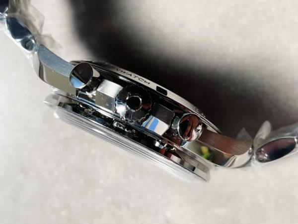 Replica Omega Speedmaster MoonWatch SS Sapphire Crystal Black Dial on SS Bracelet Manual Winding Chrono Movement - Image 7