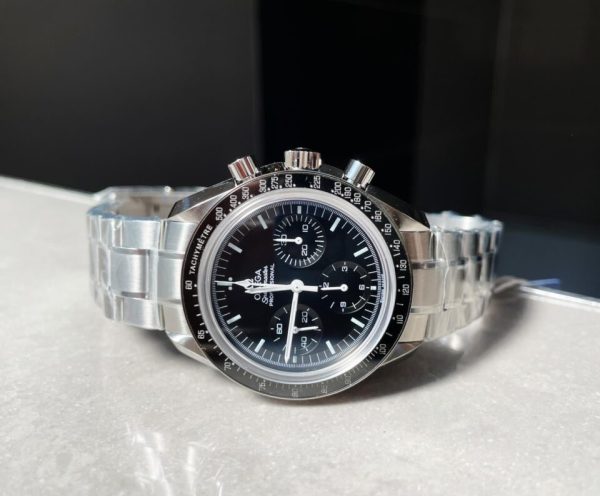 Replica Omega Speedmaster MoonWatch SS Sapphire Crystal Black Dial on SS Bracelet Manual Winding Chrono Movement - Image 6