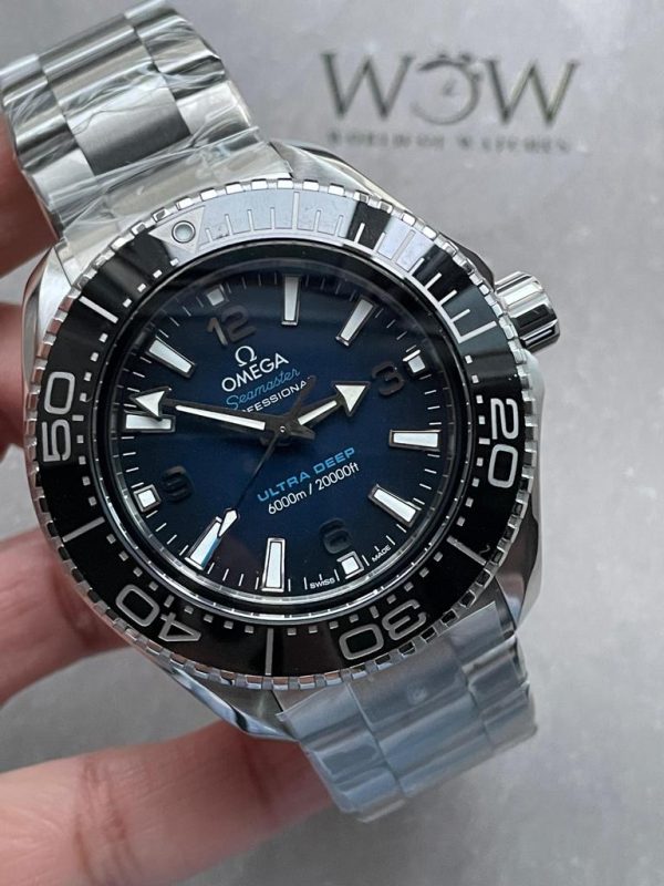 Replica Omega Seamaster 6000M Ultra Deep SS VSF 1:1 Best Edition Deep Blue Dial on SS Bracelet A8912 - Image 5
