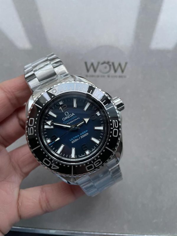 Replica Omega Seamaster 6000M Ultra Deep SS VSF 1:1 Best Edition Deep Blue Dial on SS Bracelet A8912