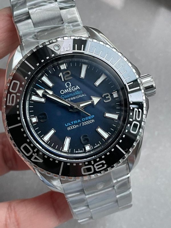Replica Omega Seamaster 6000M Ultra Deep SS VSF 1:1 Best Edition Deep Blue Dial on SS Bracelet A8912 - Image 4
