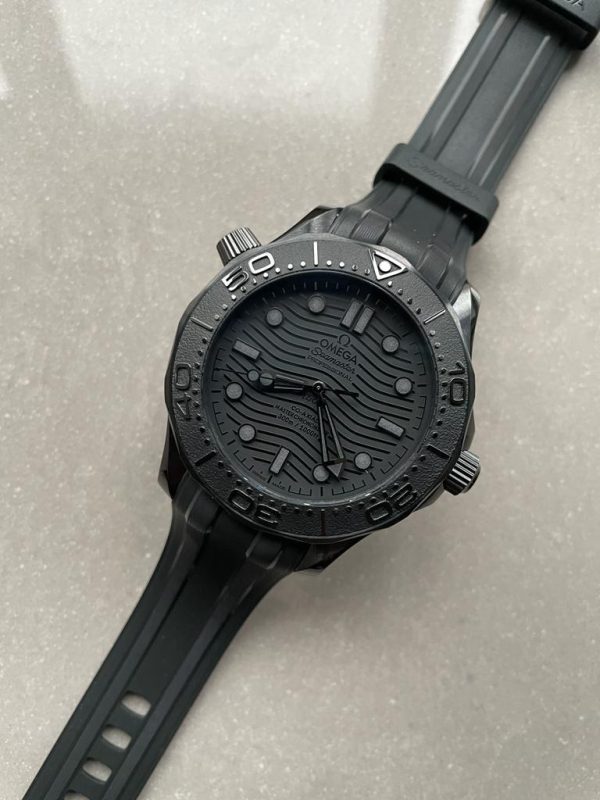 VSF Replica Omega Seamaster Diver Ghost 300m CER Black Dial Black Dots on Rubber Strap Asia 8806 - Image 3