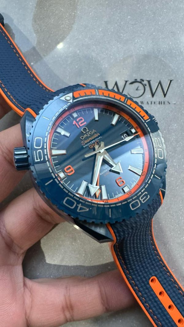Replica Omega Planet Ocean 45.5mm Big Blue Real Ceramic VSF 1:1 Best Edition on Blue Rubber Strap A8906 - Image 3