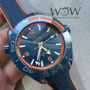 Replica Omega Planet Ocean 45.5mm Big Blue Real Ceramic VSF 1:1 Best Edition on Blue Rubber Strap A8906