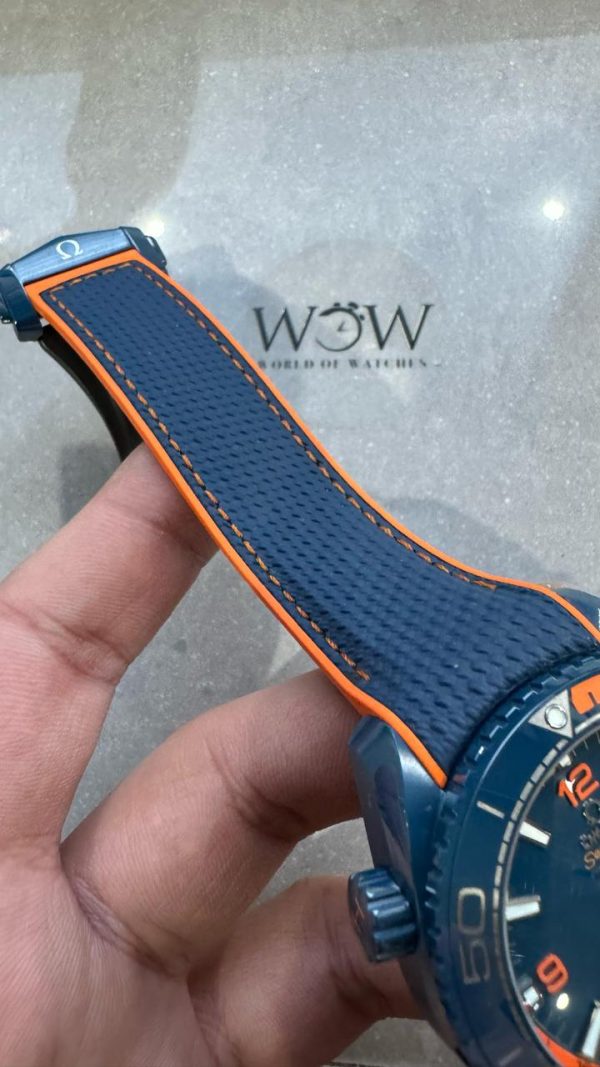 Replica Omega Planet Ocean 45.5mm Big Blue Real Ceramic VSF 1:1 Best Edition on Blue Rubber Strap A8906 - Image 12
