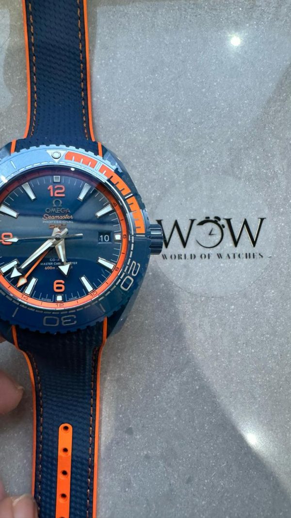 Replica Omega Planet Ocean 45.5mm Big Blue Real Ceramic VSF 1:1 Best Edition on Blue Rubber Strap A8906 - Image 4