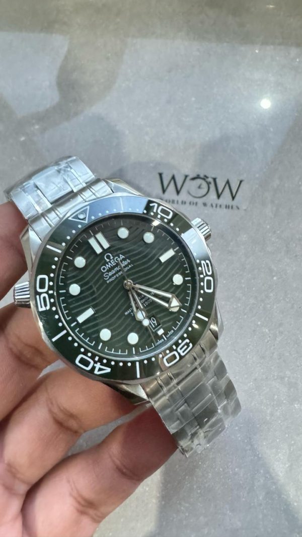 Replica Omega VSF Seamaster Diver 300M 1:1 Best Edition Green Ceramic Green Dial on SS Bracelet A8800 - Image 2