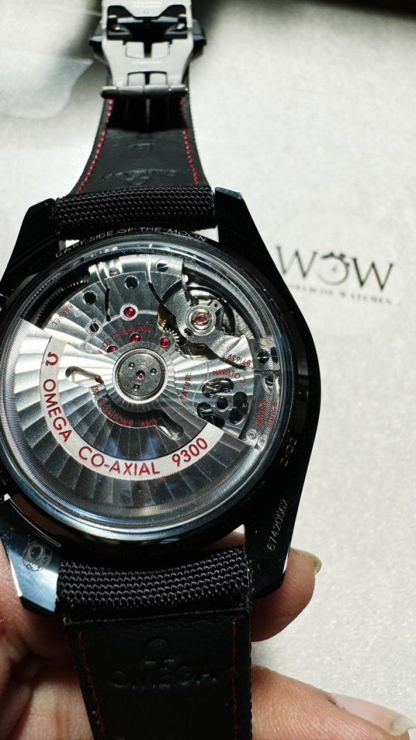 Replica Omega Speedmaster “Dark Side of The Moon” Real Ceramic OMF 1:1 Best Edition Black Black on Nylon Strap A9300 V2 - Image 7