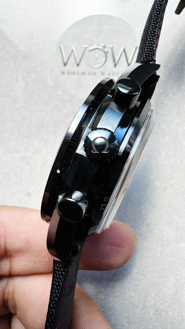 Replica Omega Speedmaster “Dark Side of The Moon” Real Ceramic OMF 1:1 Best Edition Black Black on Nylon Strap A9300 V2 - Image 5