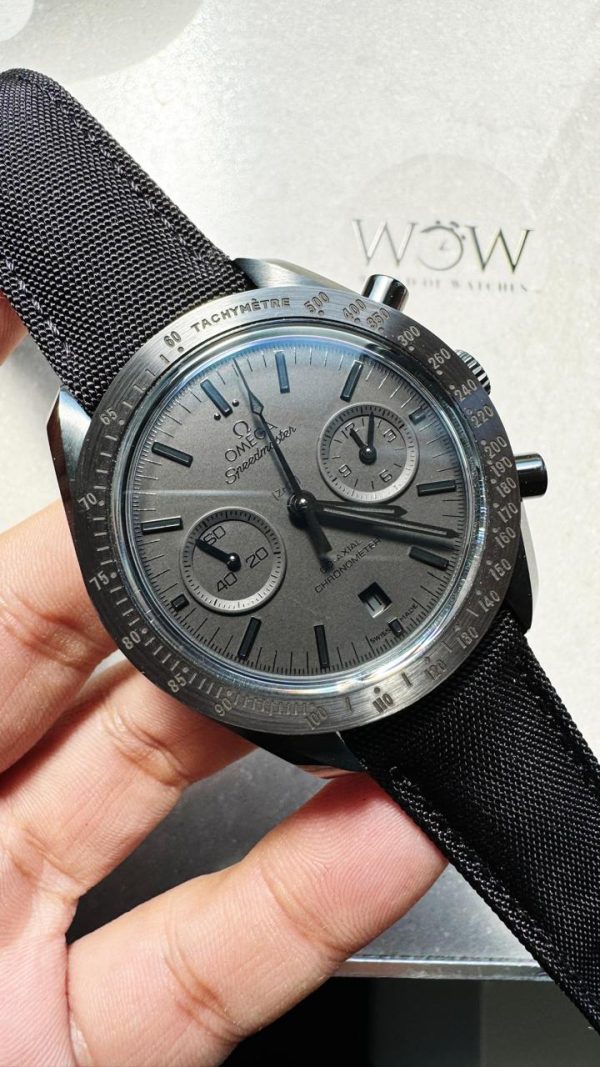 Replica Omega Speedmaster “Dark Side of The Moon” Real Ceramic OMF 1:1 Best Edition Black Black on Nylon Strap A9300 V2
