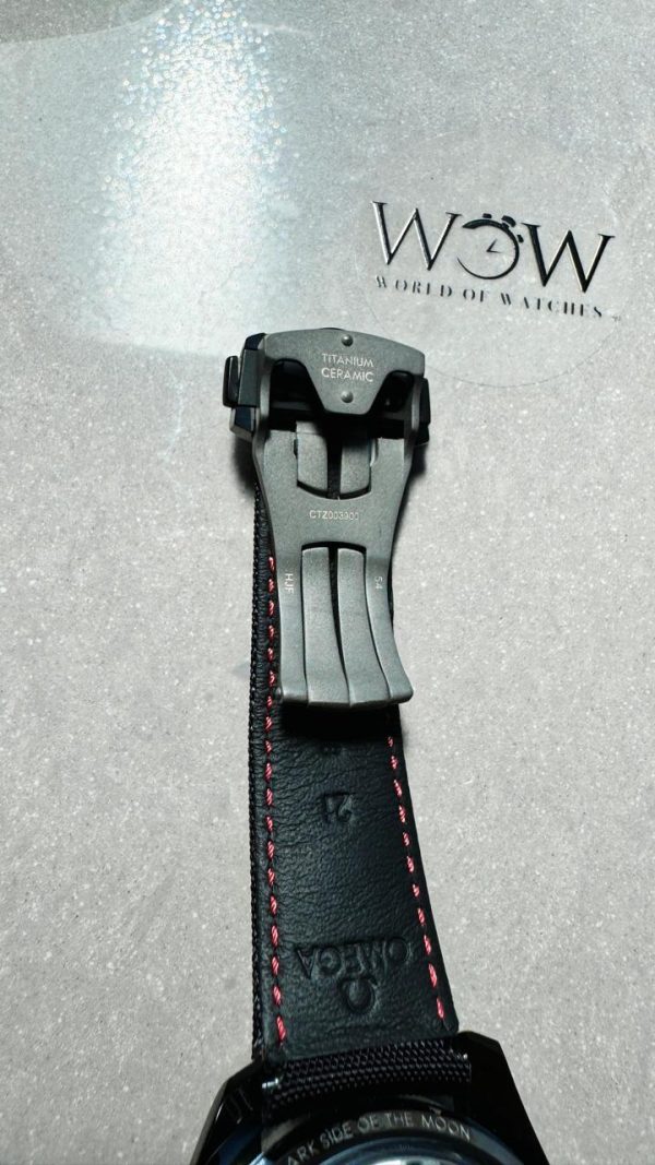 Replica Omega Speedmaster “Dark Side of The Moon” Real Ceramic OMF 1:1 Best Edition Black Black on Nylon Strap A9300 V2 - Image 12
