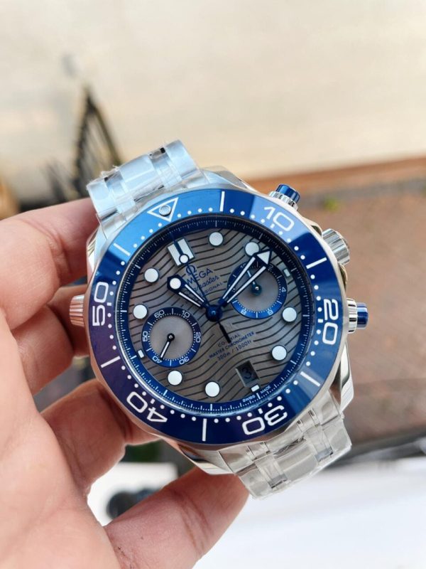 Replica Omega Seamaster 300M Chrono SS OMF 1:1 Best Edition Grey Dial on SS Bracelet A9900